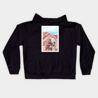 Llama Rainbow Mountain, Peru Kids Hoodie